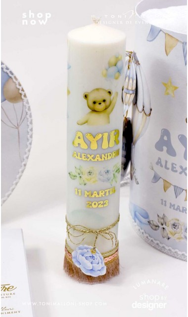 Trusou botez cu ursuleti albastri si baloane de aer cald Teddy Bear Bleu Hot Air Balloons 3